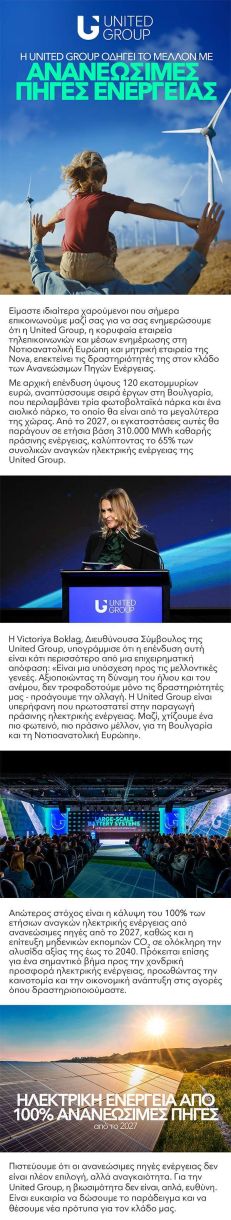 Η United Group οδηγεί το μέλλον με ανανεώσιμες πηγές ενέργειας!