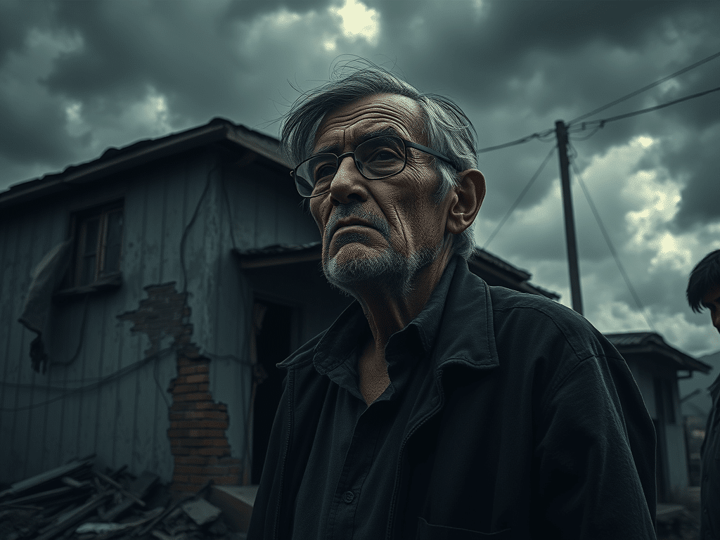 create a highly detailed high resolution image depicting a somber scene