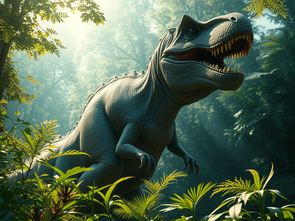 create a highly detailed high resolution image showcasing a realistic dinosaur